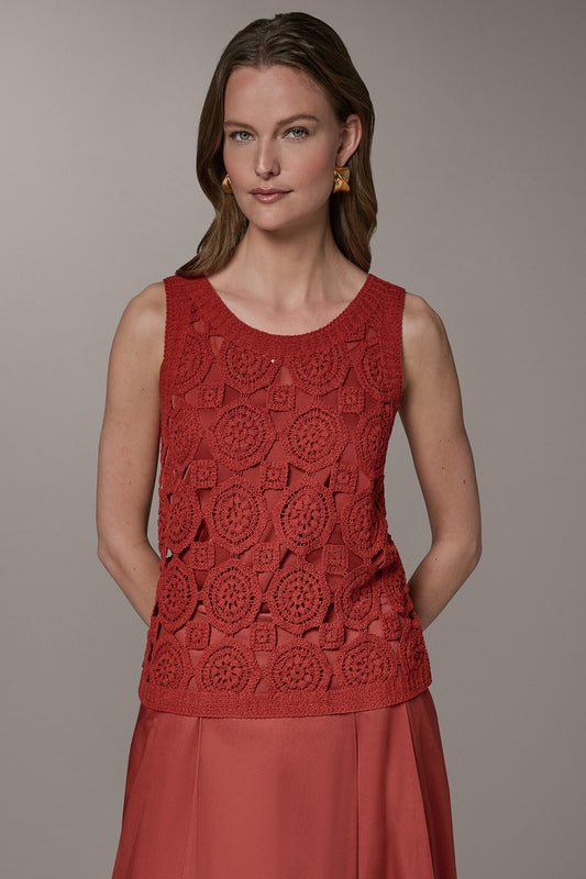 SLEEVELESS CROCHET SHELL - Sunbaked
