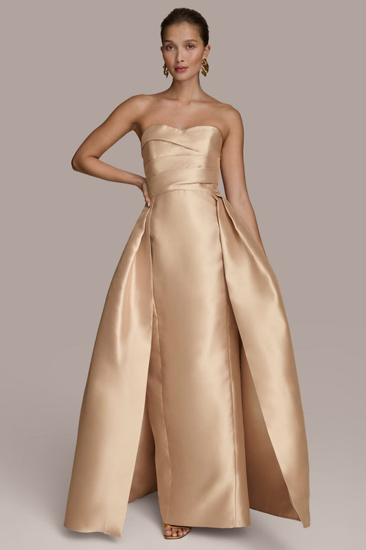 MIKADO STRAPLESS SWEETHEART BALL GOWN - Gold