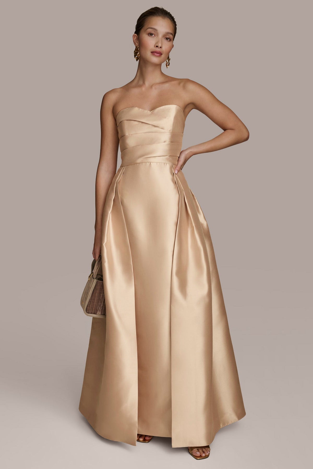 MIKADO STRAPLESS SWEETHEART BALL GOWN - Gold