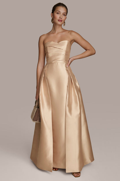 MIKADO STRAPLESS SWEETHEART BALL GOWN - Gold