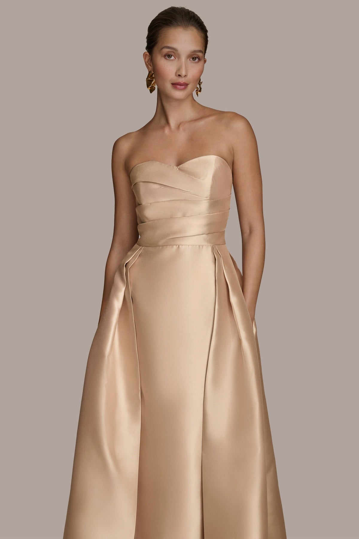 MIKADO STRAPLESS SWEETHEART BALL GOWN - Gold