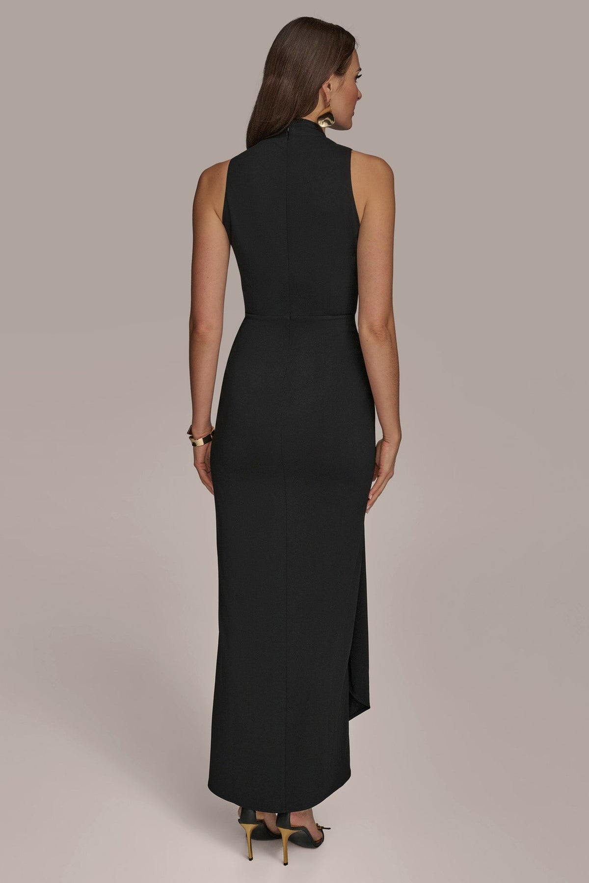 WRAP-EFFECT GOWN - Black