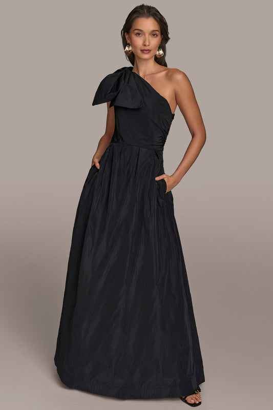 TAFFETA ONE-SHOULDER BALL GOWN - Black