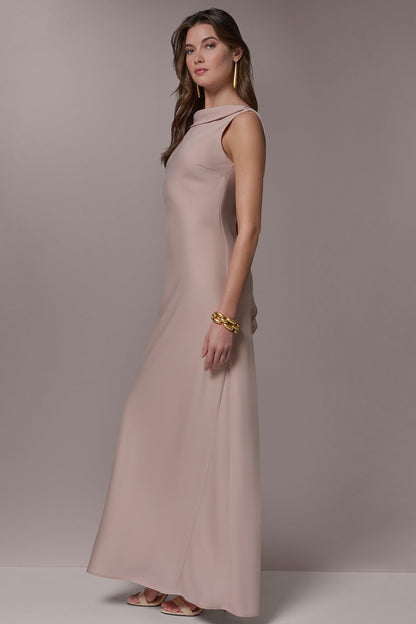 SATIN RUFFLE BACK GOWN - Snow Petal