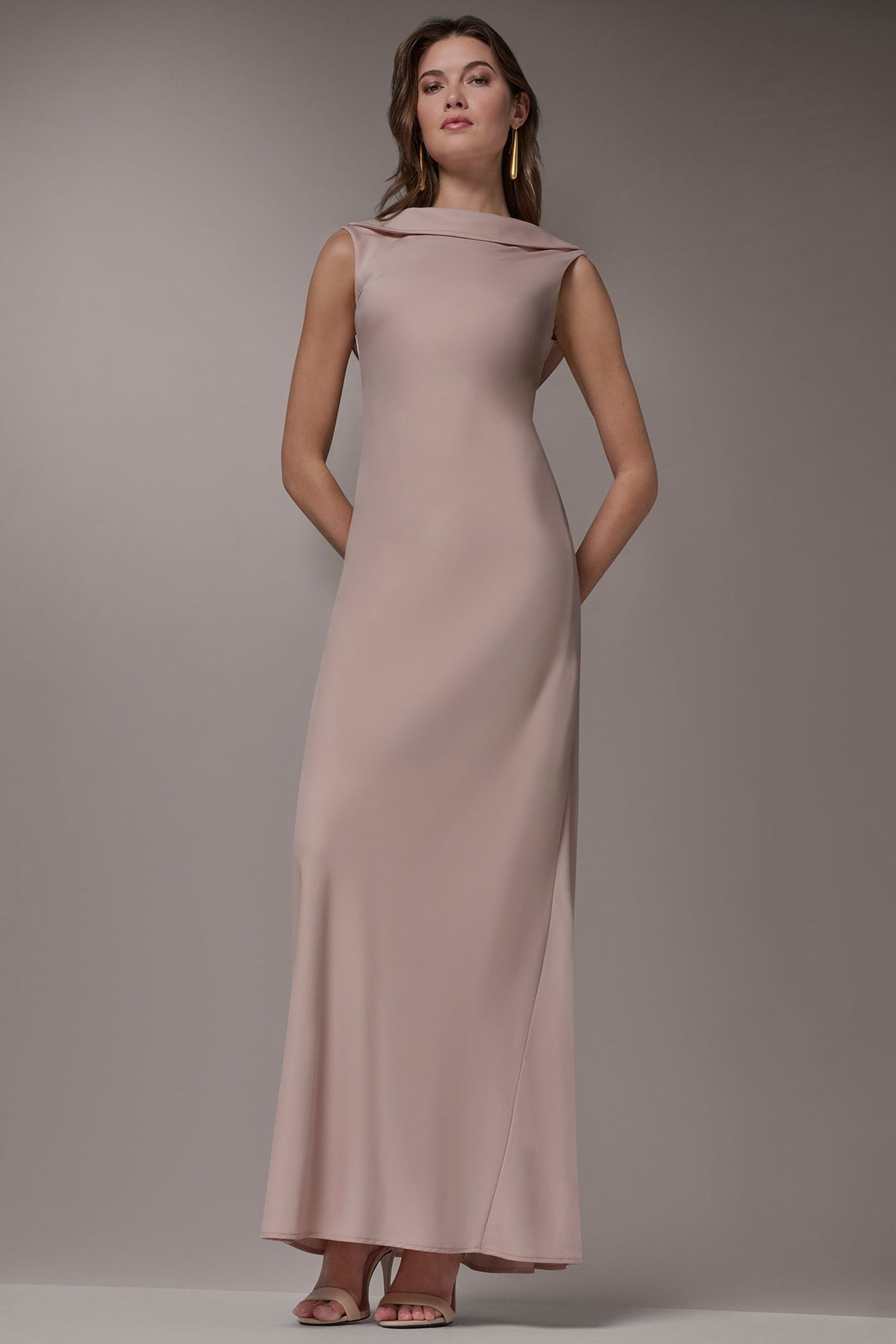 SATIN RUFFLE BACK GOWN - Snow Petal