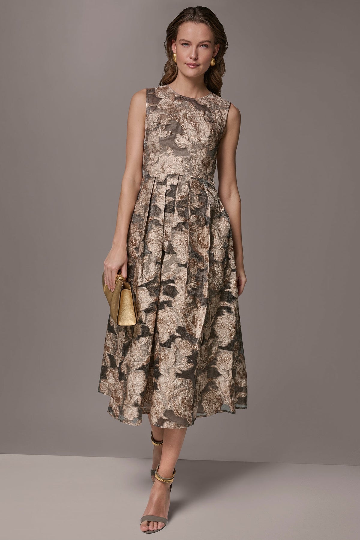 FLORAL-JACQUARD MIDI GOWN - Snow Petal Multi