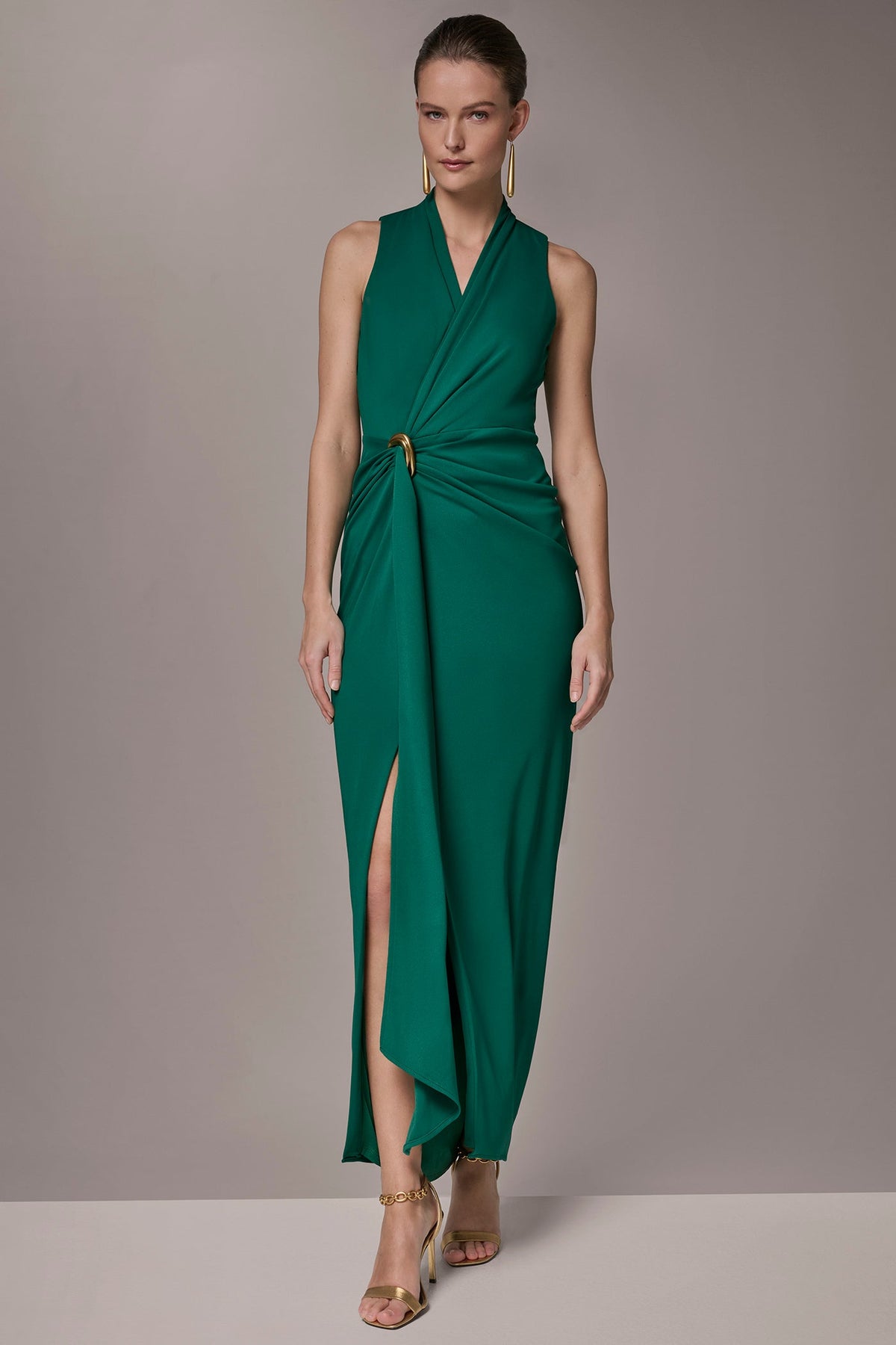 SLEEVELESS WRAP V-NECK GOWN - Lawn