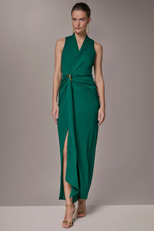 SLEEVELESS WRAP V-NECK GOWN - Lawn