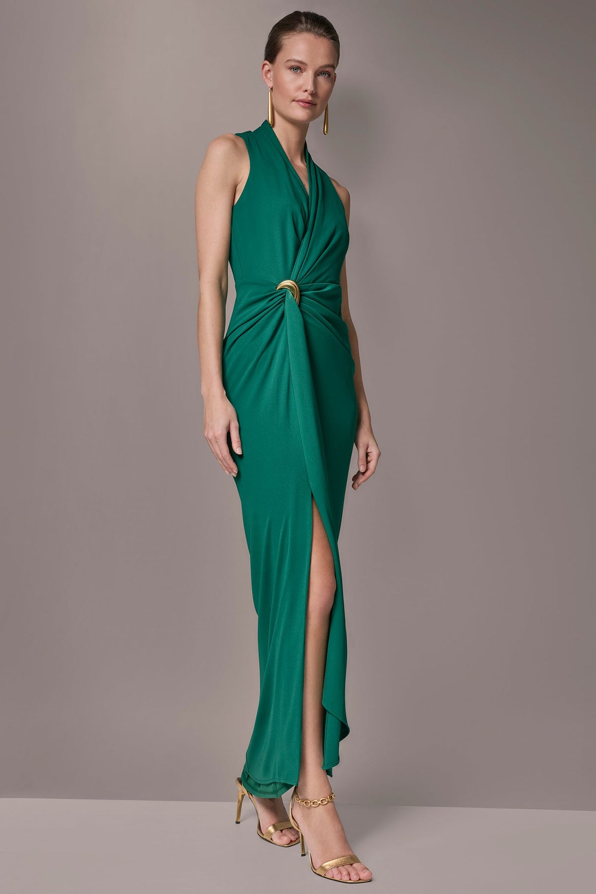 SLEEVELESS WRAP V-NECK GOWN - Lawn