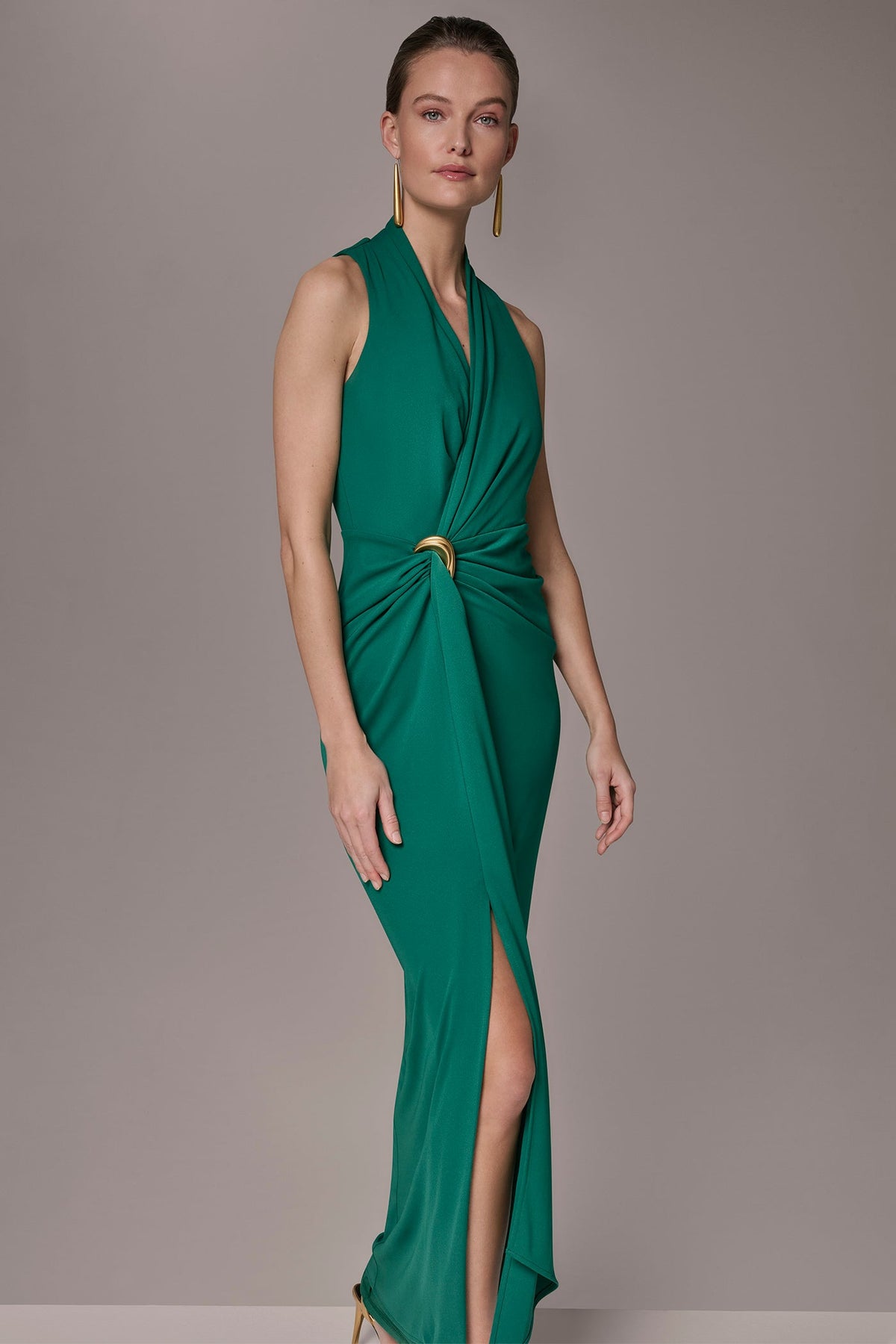 SLEEVELESS WRAP V-NECK GOWN - Lawn