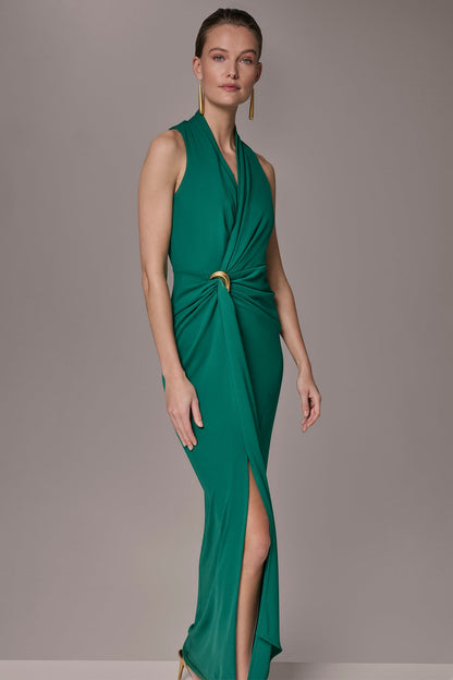 SLEEVELESS WRAP V-NECK GOWN - Lawn