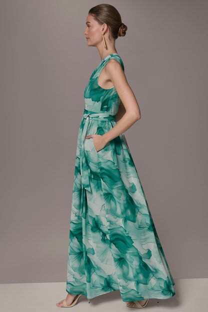 CHIFFON FLORAL ONE-SHOULDER GOWN - Lawn Multi