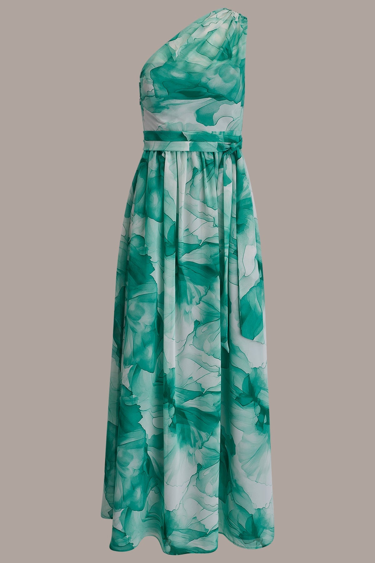 CHIFFON FLORAL ONE-SHOULDER GOWN - Lawn Multi