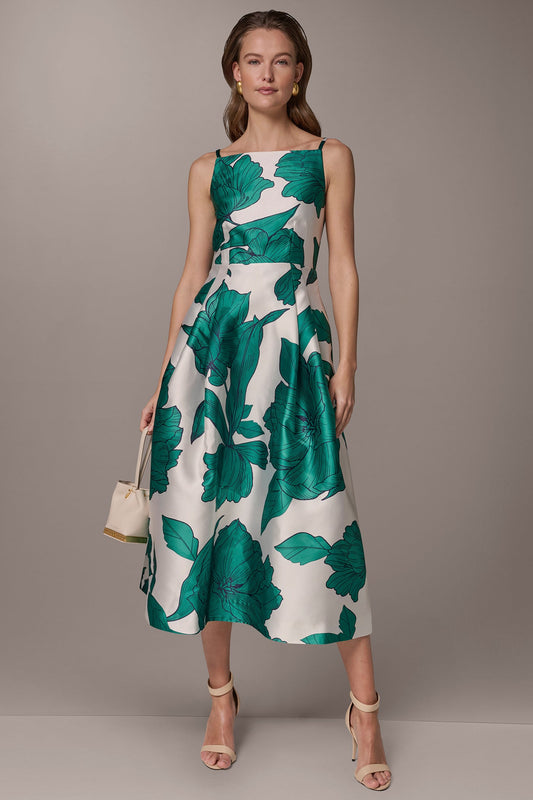 MIKADO FLORAL MIDI GOWN - Cream/Lawn Multi