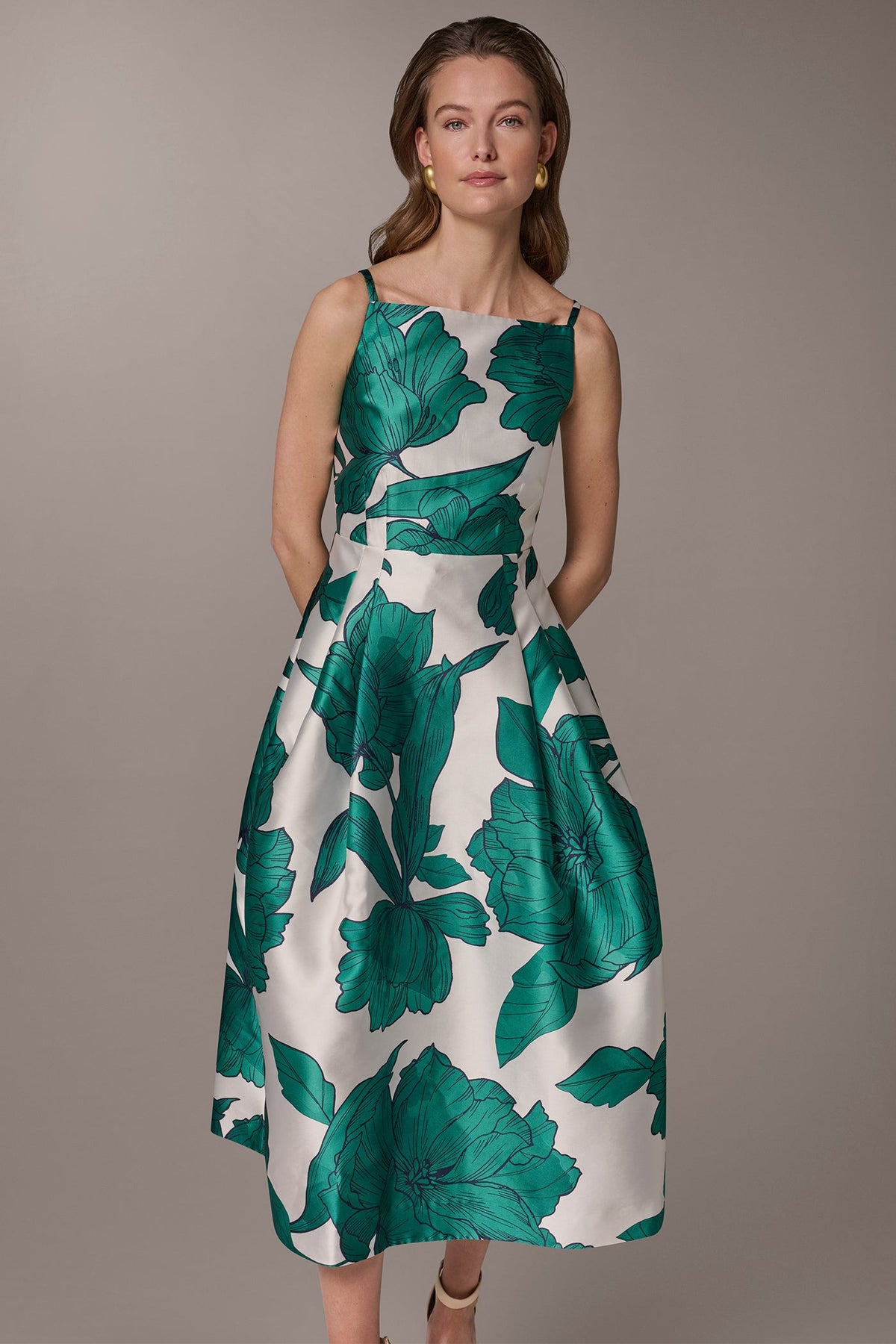 MIKADO FLORAL MIDI GOWN - Cream/Lawn Multi