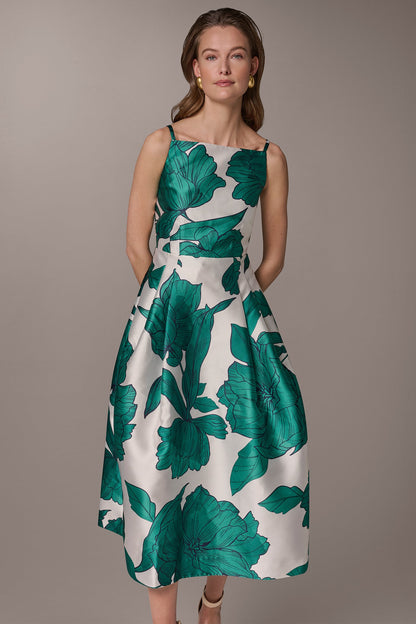 MIKADO FLORAL MIDI GOWN - Cream/Lawn Multi