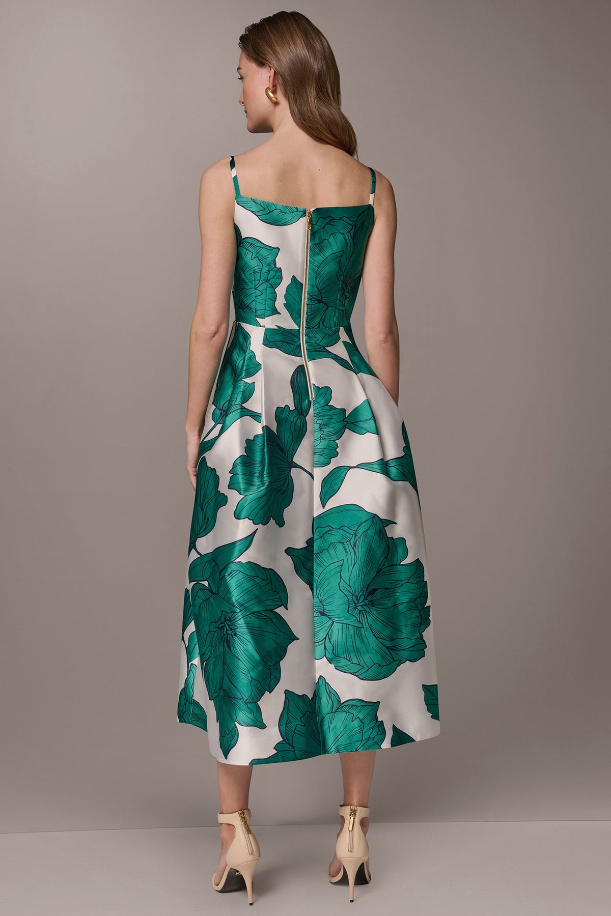 MIKADO FLORAL MIDI GOWN - Cream/Lawn Multi