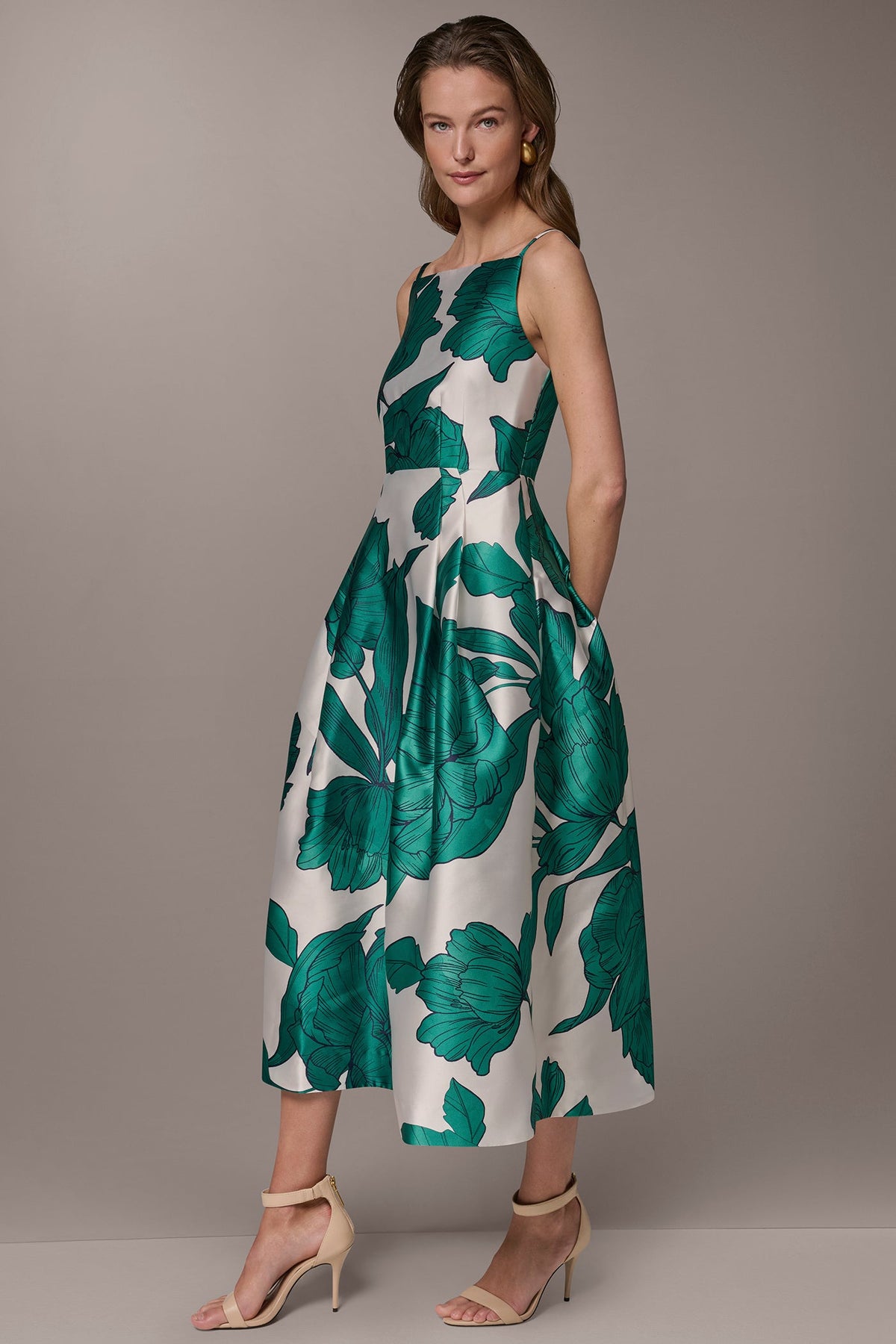 MIKADO FLORAL MIDI GOWN - Cream/Lawn Multi
