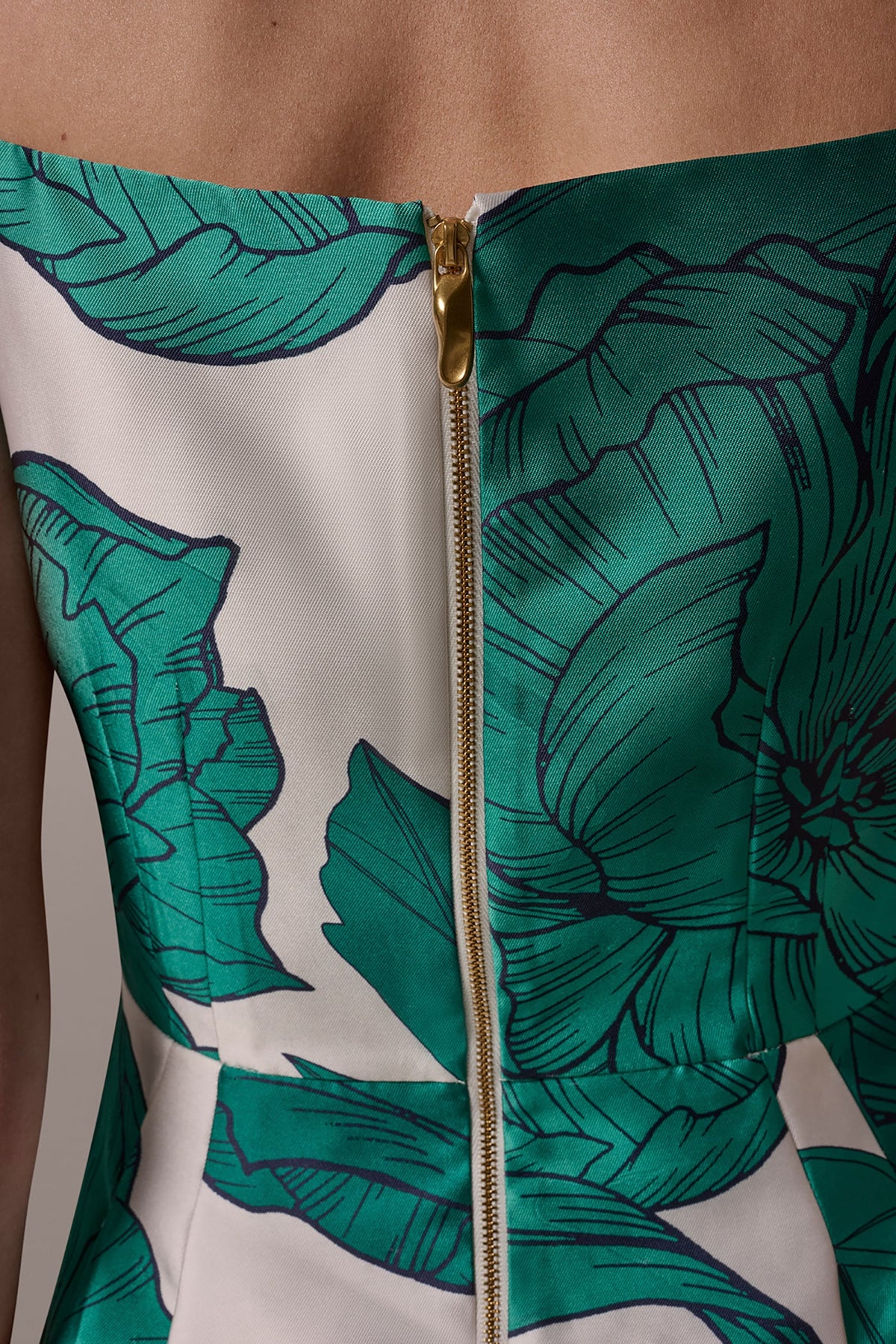 MIKADO FLORAL MIDI GOWN - Cream/Lawn Multi