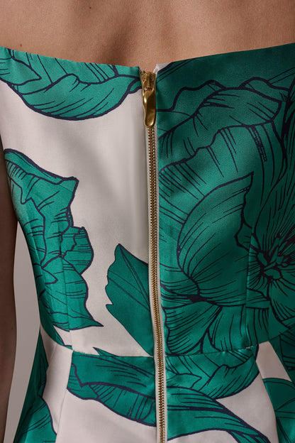 MIKADO FLORAL MIDI GOWN - Cream/Lawn Multi