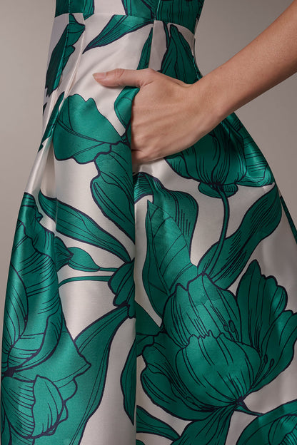 MIKADO FLORAL MIDI GOWN - Cream/Lawn Multi