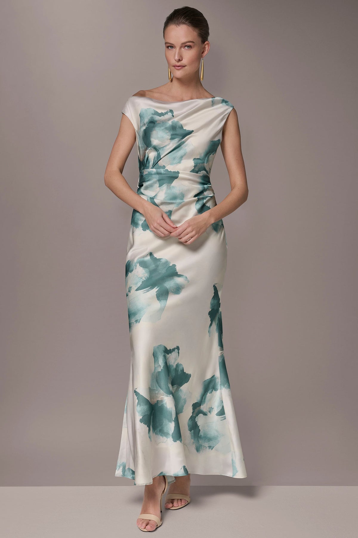 CHARMEUSE FLORAL GOWN - Waterlily Multi