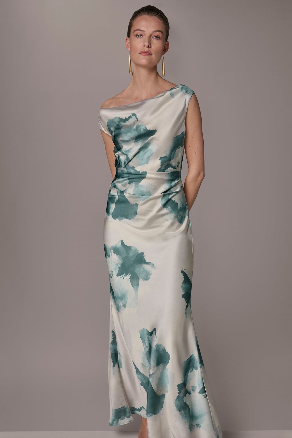 CHARMEUSE FLORAL GOWN - Waterlily Multi