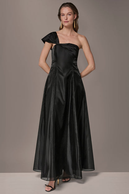 ORGANZA TWIST ONE-SHOULDER BALL GOWN - Black