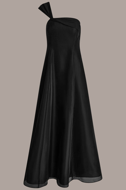 ORGANZA TWIST ONE-SHOULDER BALL GOWN - Black