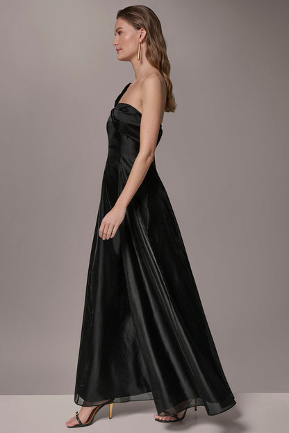 ORGANZA TWIST ONE-SHOULDER BALL GOWN - Black