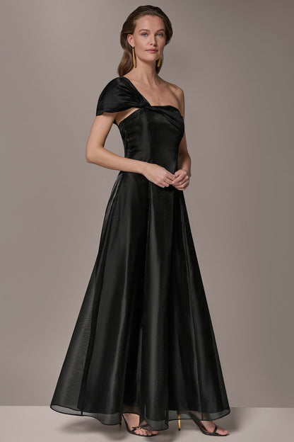 ORGANZA TWIST ONE-SHOULDER BALL GOWN - Black