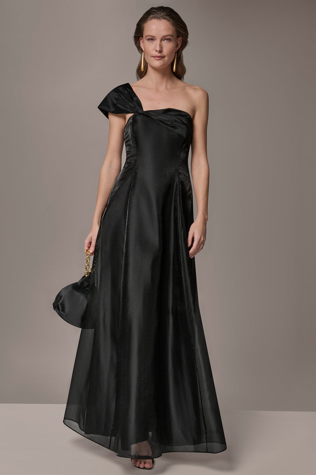 ORGANZA TWIST ONE-SHOULDER BALL GOWN - Black