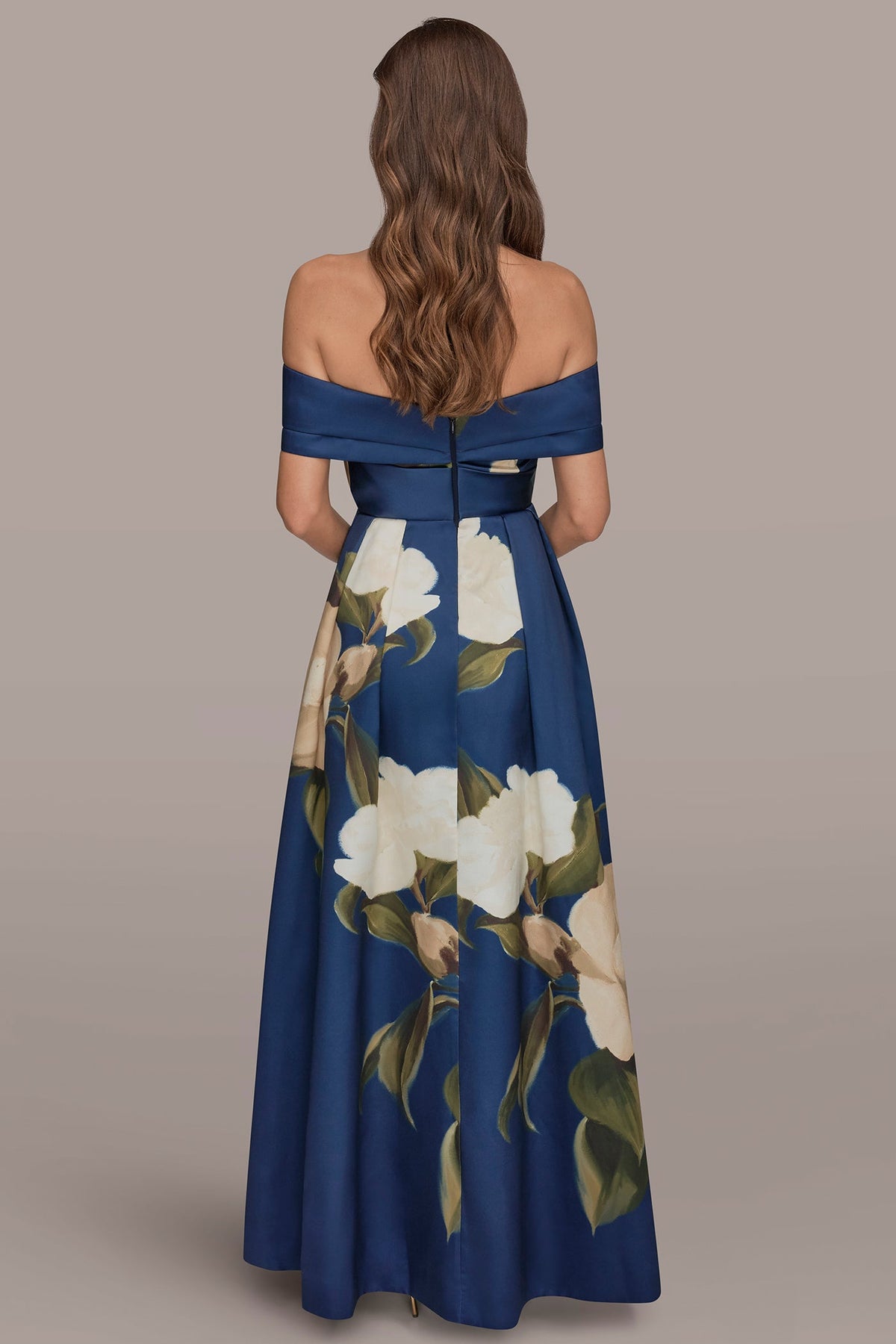 MIKADO FLORAL OFF-THE-SHOULDER BALL GOWN - Ink Multi
