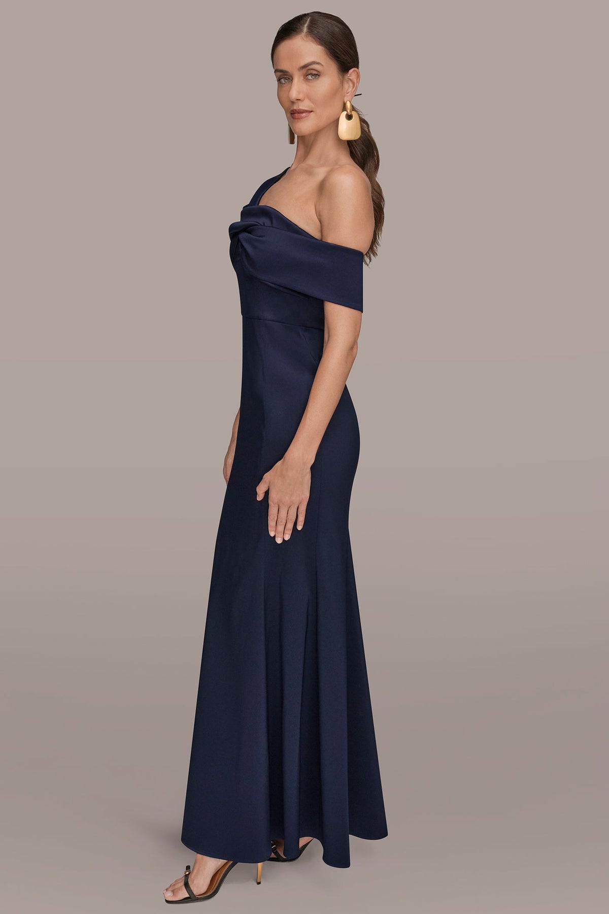 MIKADO OFF-THE-SHOULDER GOWN - Ink