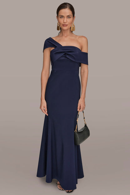 MIKADO OFF-THE-SHOULDER GOWN - Ink