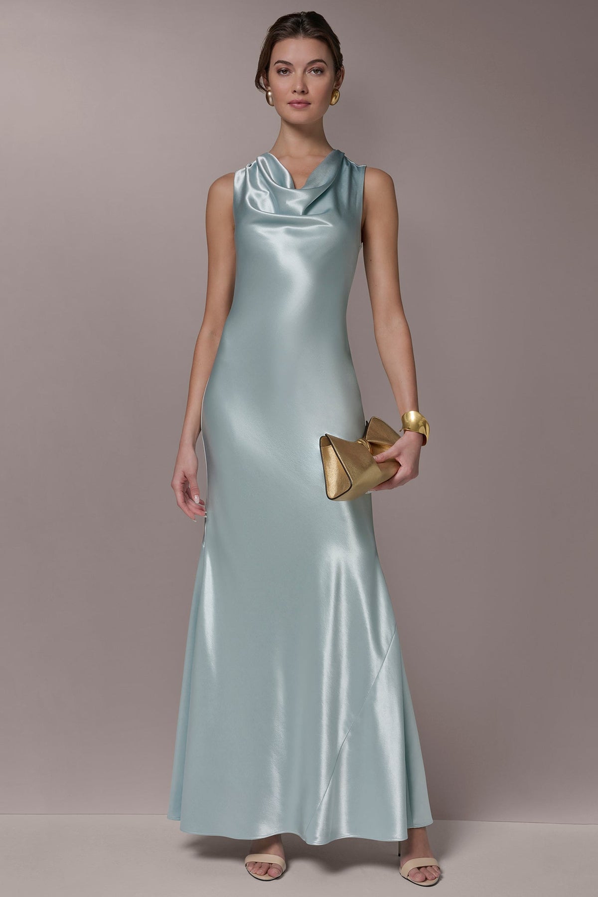 SLEEVELESS COWL-NECK GOWN - Mist