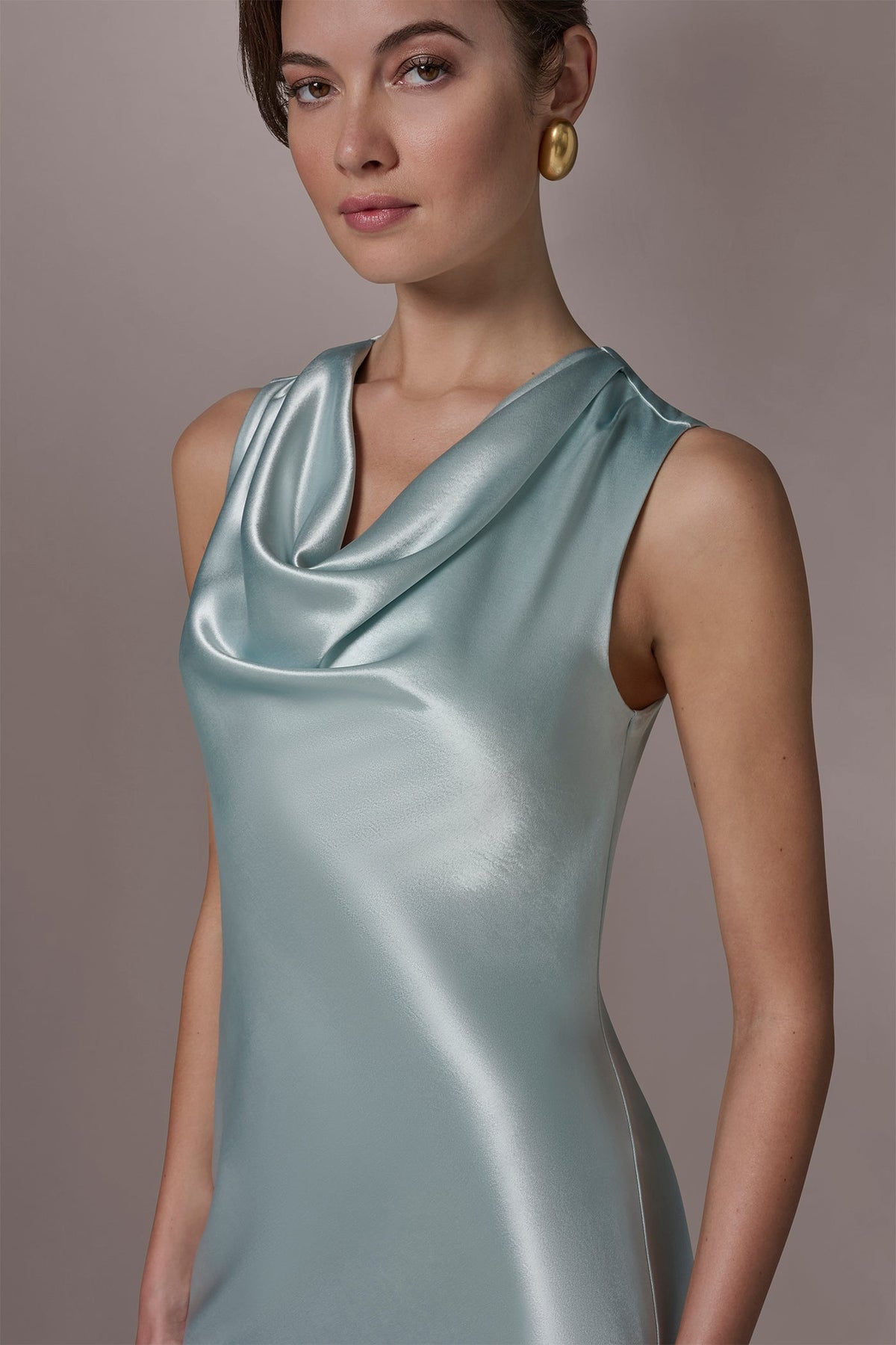 SLEEVELESS COWL-NECK GOWN - Mist