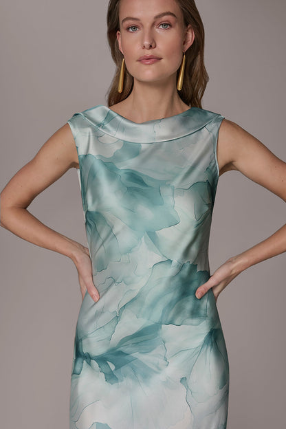 CHARMEUSE FLORAL RUFFLE GOWN - Waterlily Multi
