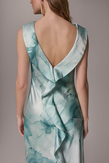 CHARMEUSE FLORAL RUFFLE GOWN - Waterlily Multi