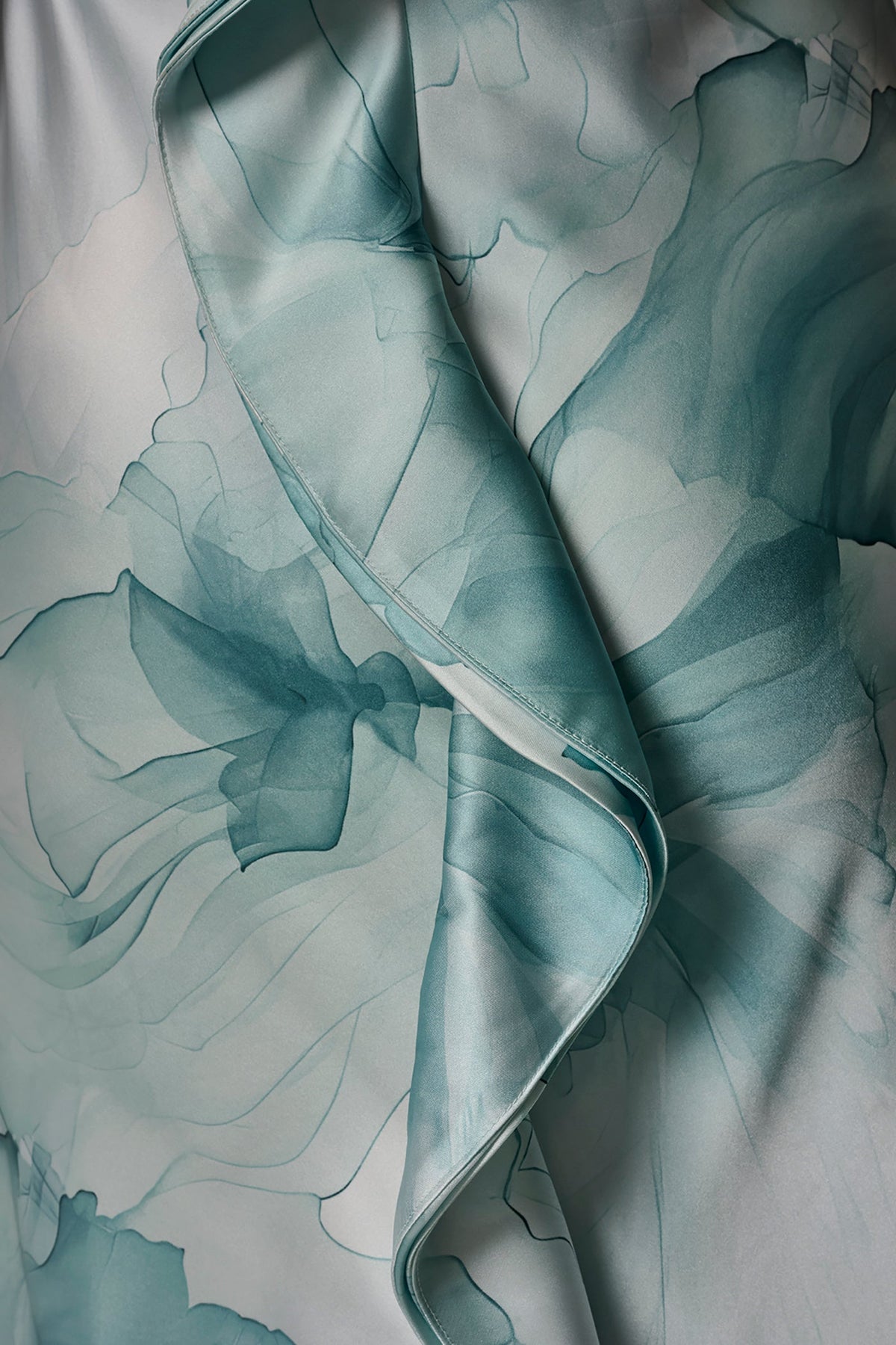CHARMEUSE FLORAL RUFFLE GOWN - Waterlily Multi