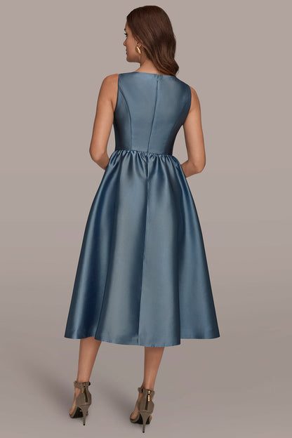 MIKADO SLEEVELESS FLORAL MIDI GOWN - Washed Indigo