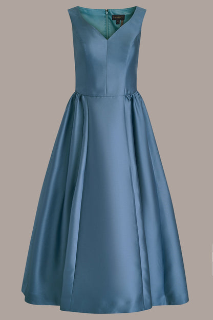 MIKADO SLEEVELESS FLORAL MIDI GOWN - Washed Indigo