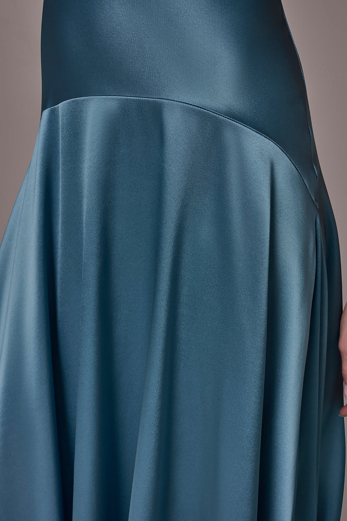 SILK-CHARMEUSE MIDI A-LINE DRESS - Washed Indigo