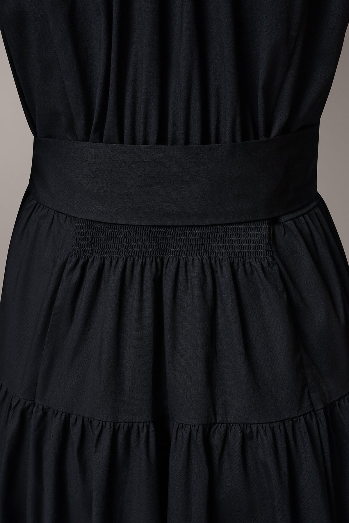 CAP SLEEVE MIDI SHIRT DRESS - Black