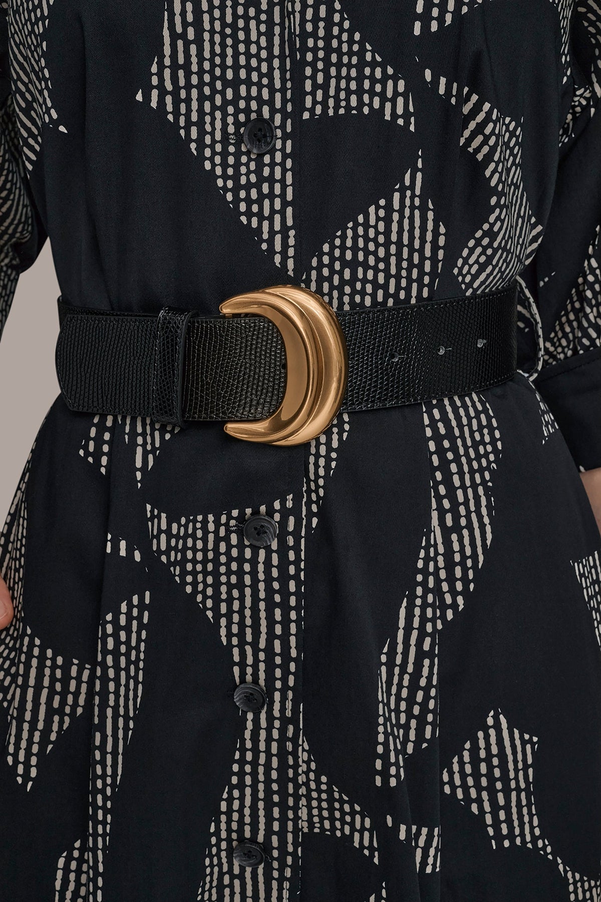 COTTON FLORAL MIDI SHIRT DRESS - Black