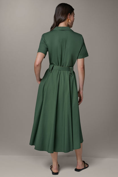 SHORT SLEEVE MIDI SHIRT DRESS - Verde/Fawn