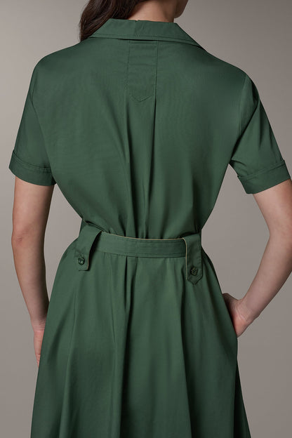 SHORT SLEEVE MIDI SHIRT DRESS - Verde/Fawn