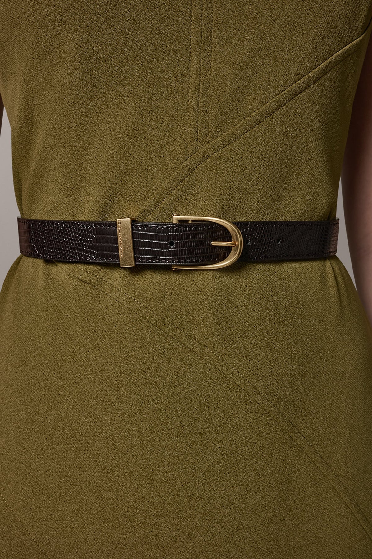 SLEEVELESS RUFFLE MIDI HI-LOW DRESS - Smoky Olive