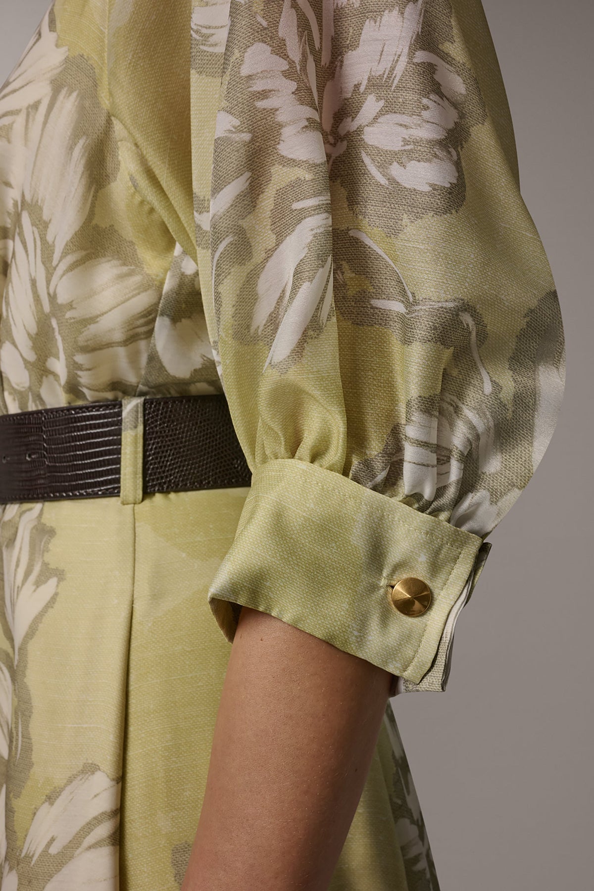 PUFF SLEEVE MIDI SHIRT DRESS - Summer Citron Multi