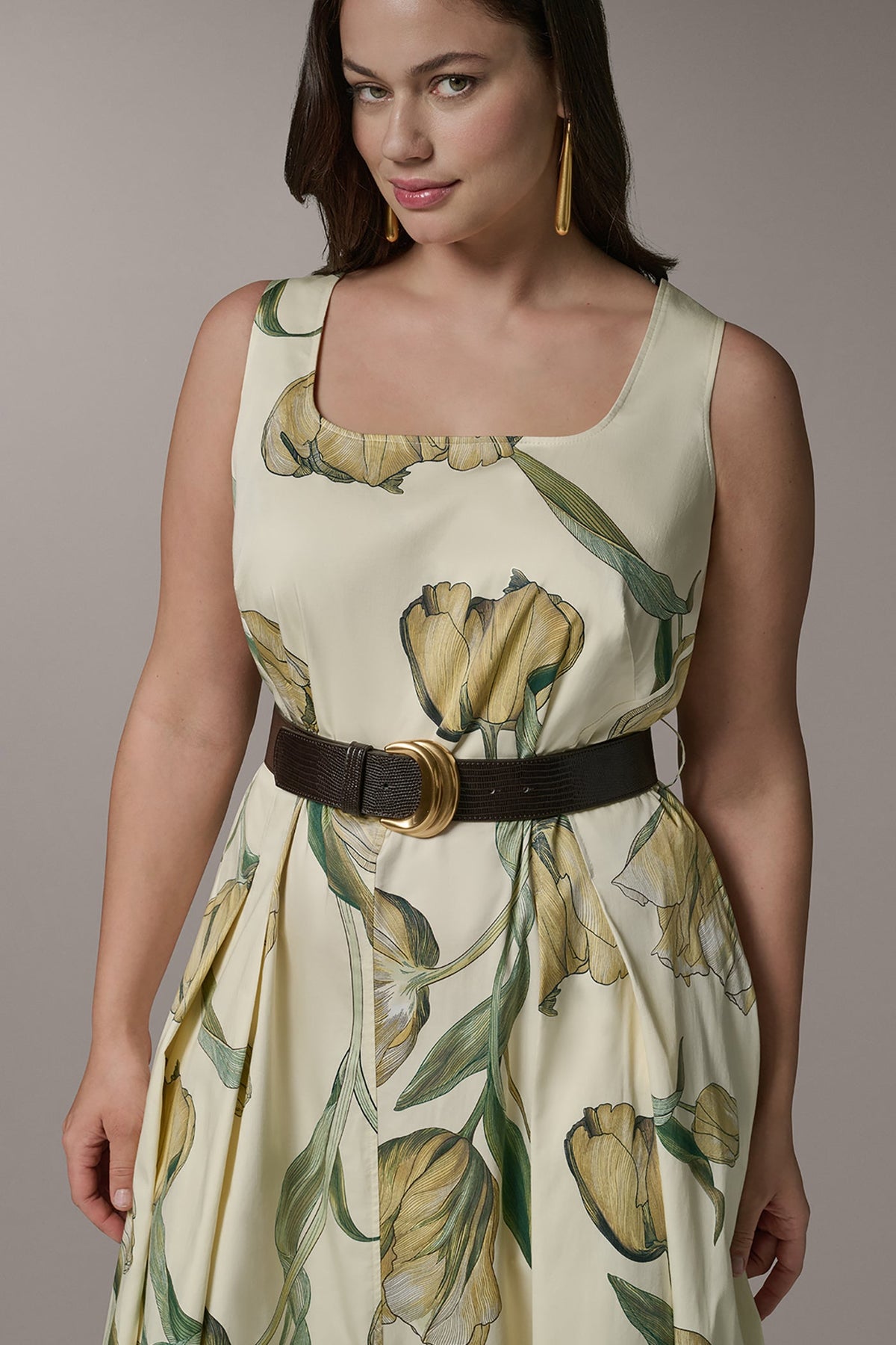 COTTON-SATEEN PRINTED MIDI A-LINE DRESS - Pannacotta Multi